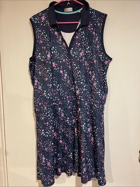 Callaway Navy Floral Sleeveless Midi Dress